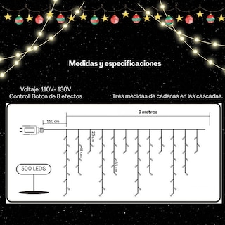 Foto 5 | Cascada de Luces de Navidad Dosyu Ice700l Multicolor