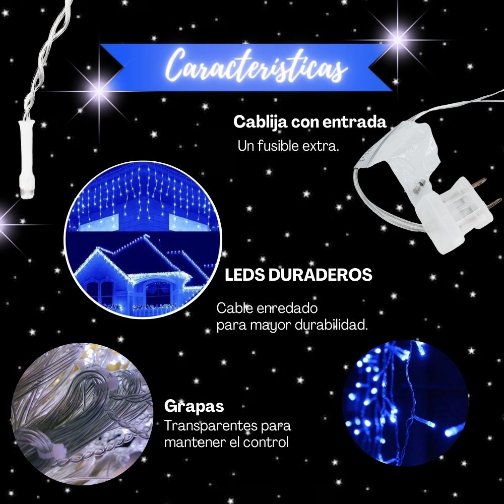 Foto 4 pulgar | Cascada de Luces de Navidad Dosyu Ice300l color Azul