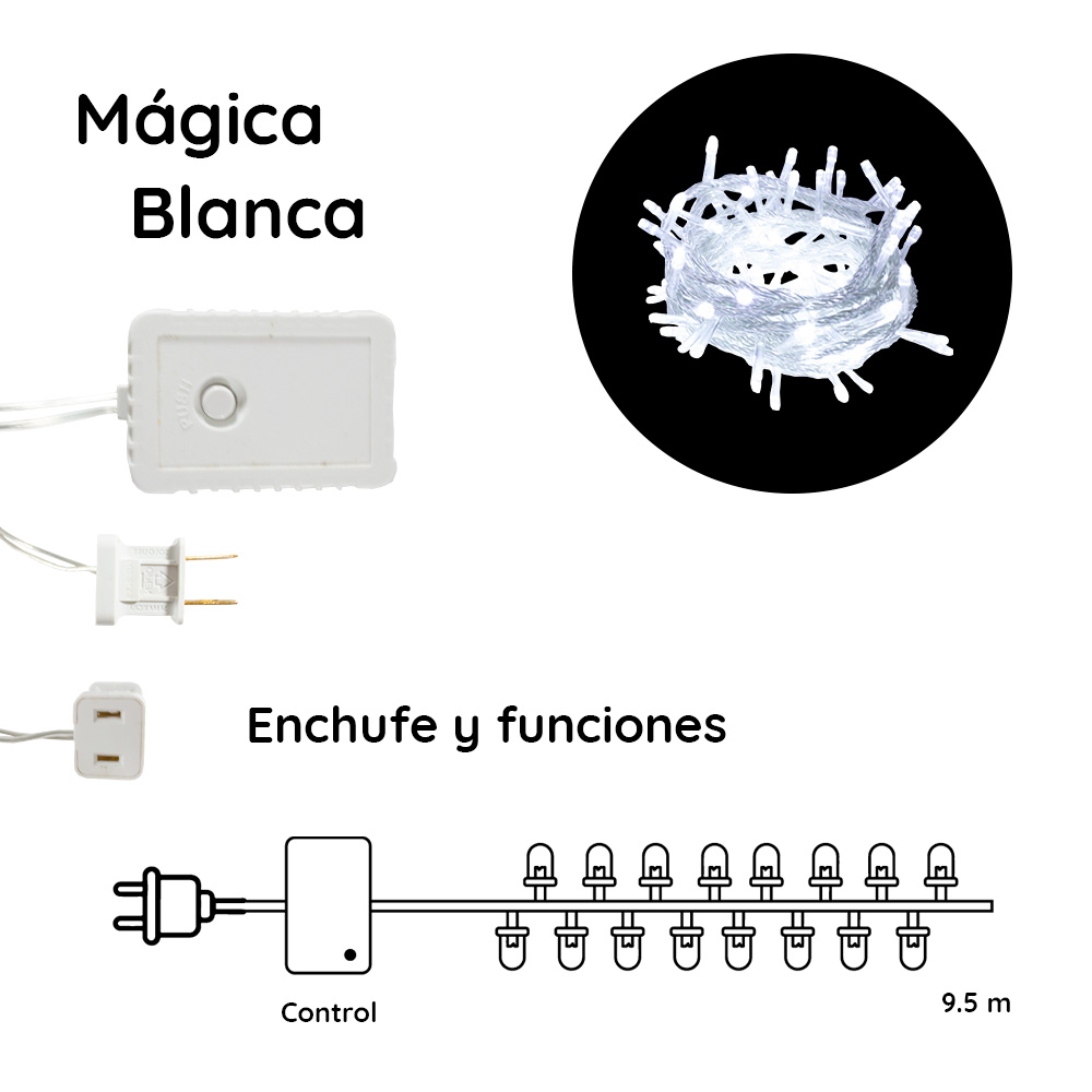 Foto 3 pulgar | Serie Navideña Luz Led Blanca Navicolors 200 Focos 9.5 Mt Paquete 6 Pz