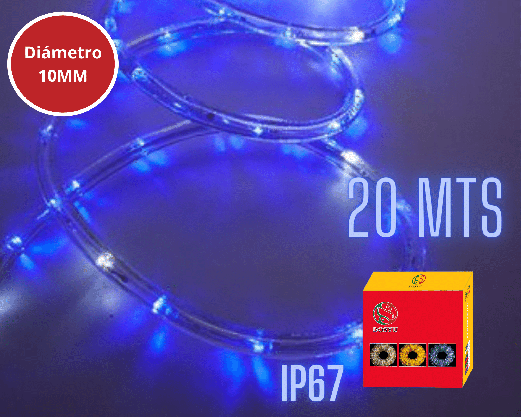 Foto 4 pulgar | Manguera De Luz Led Navideña Dosyu Luz Azul 20 M