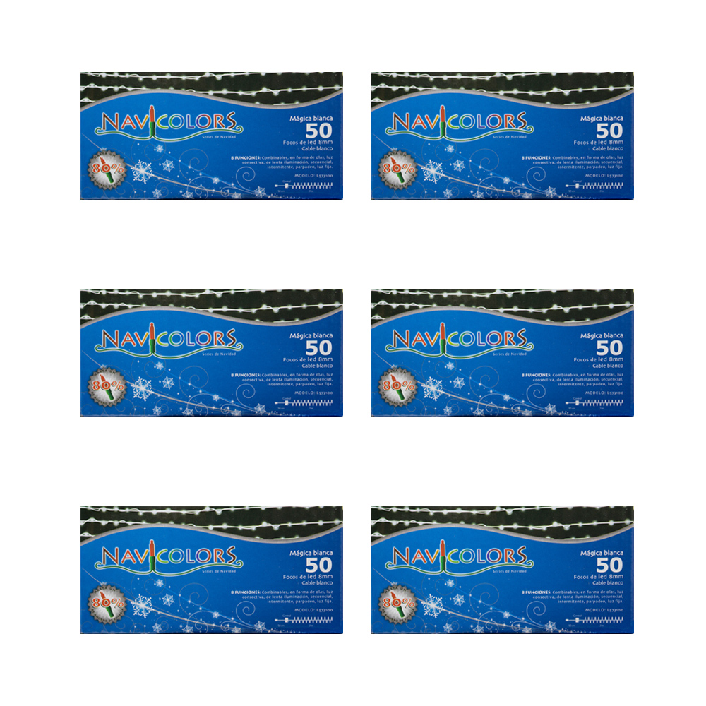 Foto 2 pulgar | Serie Navideña Luz Led Blanca Fría Navicolors 50 Focos 3 M Paquete 6 Pz