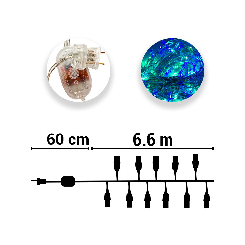 Foto 3 pulgar | Serie Navideña Led Luz Azul/verde Navicolors 100 Focos 6 Mts Paquete 12 Pz