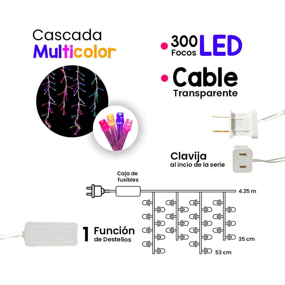 Foto 3 pulgar | Serie Navideña Luz Led Multicolor Destellos Navicolors 300 Focos 3.25 M