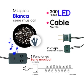 Foto 3 | Serie Navideña Musical Luz Led Blanco Navicolors 300 Focos 13 Mt Paquete 3 Pz
