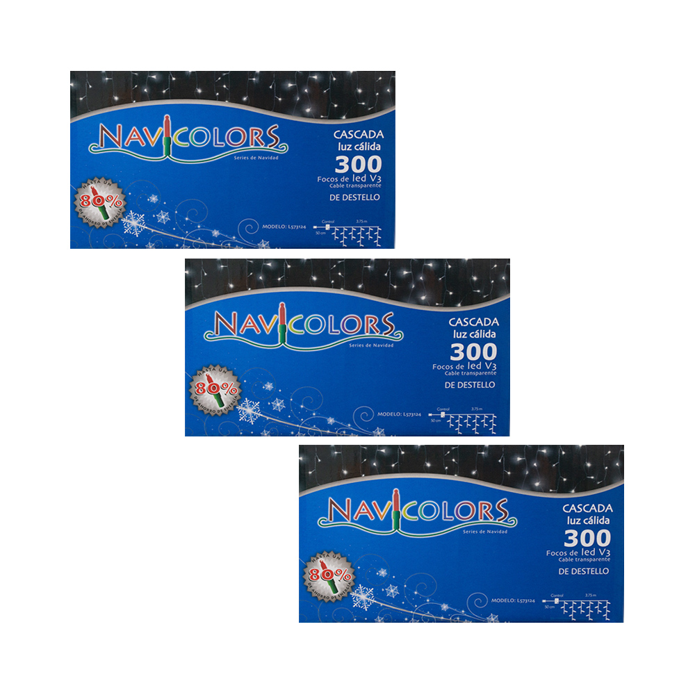 Foto 1 | Serie Navideña Luz Led Cálida Destellos Navicolors 300 Focos 3.25 M Paquete 3 Pz