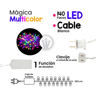 Foto 2 | Serie Decorativa Navideña Navicolors Multicolor de Luz Led 140 Focos