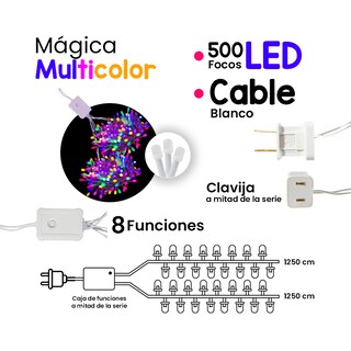 Foto 2 | Serie Navideña Navicolors de Luz Led Multicolor 8 Funciones 3 Piezas