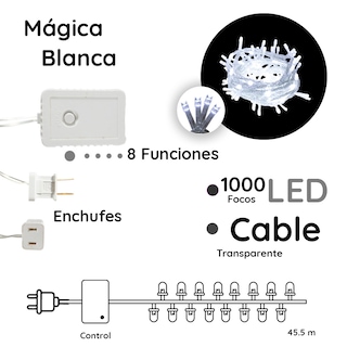 Foto 2 | Serie Navideña Decorativa Luz Led Blanco Navicolors 1000 Focos 8 Funciones 45 M Paquete 3 Pz