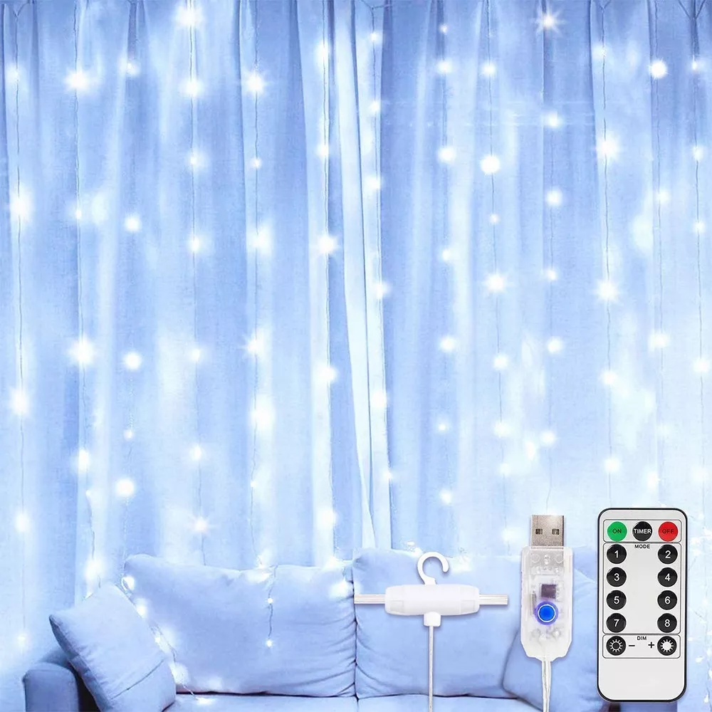 Foto 4 pulgar | Cortinas Malubero color Plata Serie Luces 300 LED Decorativas USB 8 3 X 3 M