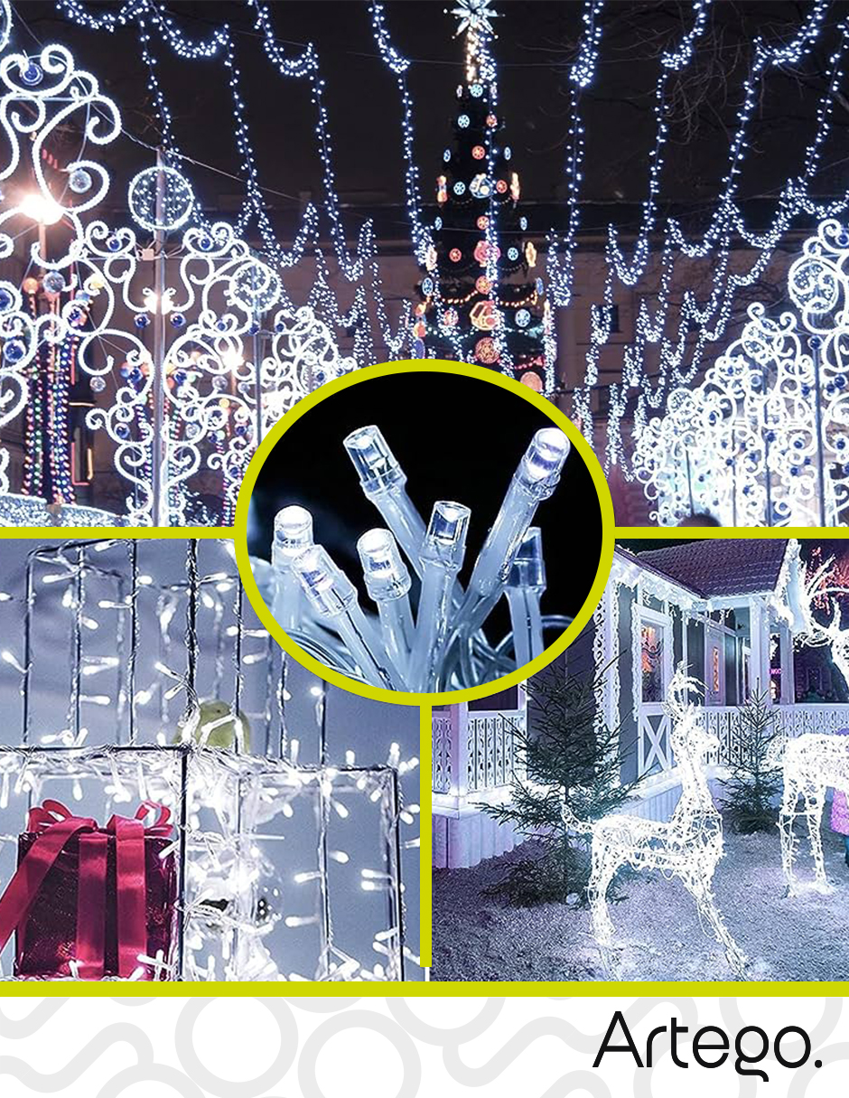 Foto 6 | Luces de Navidad Serie de 500 LED Luz Blanca Artego Uso Interior Exterior