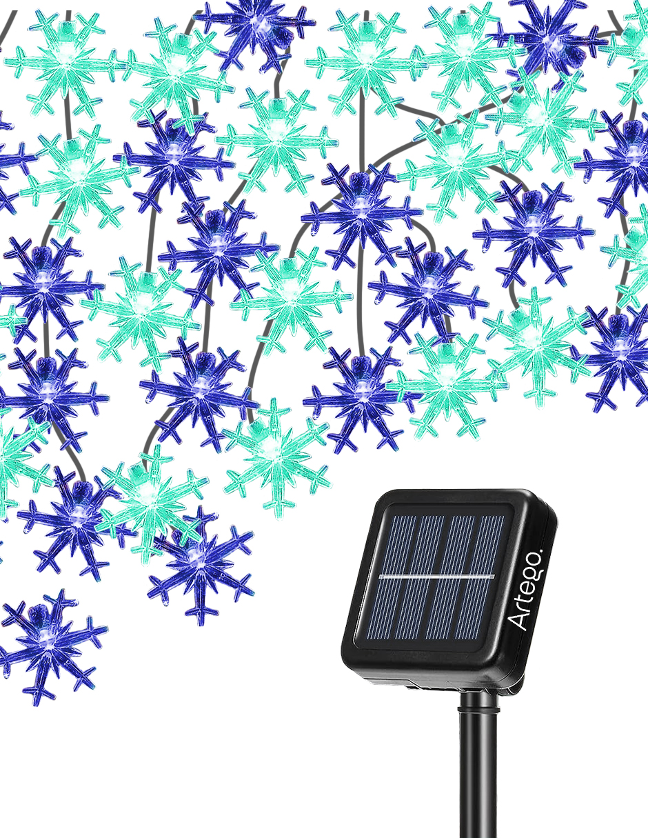 Foto 2 pulgar | Luces De Navidad Solares Serie De 100 Led Luz Verde Azul Artego Uso Exterior