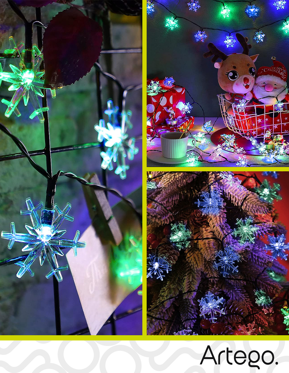 Foto 3 pulgar | Luces De Navidad Solares Serie De 100 Led Luz Verde Azul Artego Uso Exterior