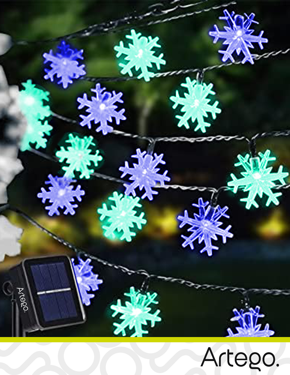 Foto 5 pulgar | Luces De Navidad Solares Serie De 100 Led Luz Verde Azul Artego Uso Exterior