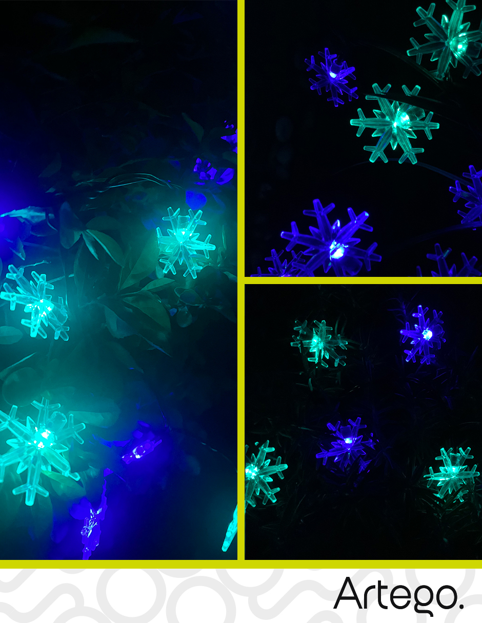 Foto 6 pulgar | Luces De Navidad Solares Serie De 100 Led Luz Verde Azul Artego Uso Exterior