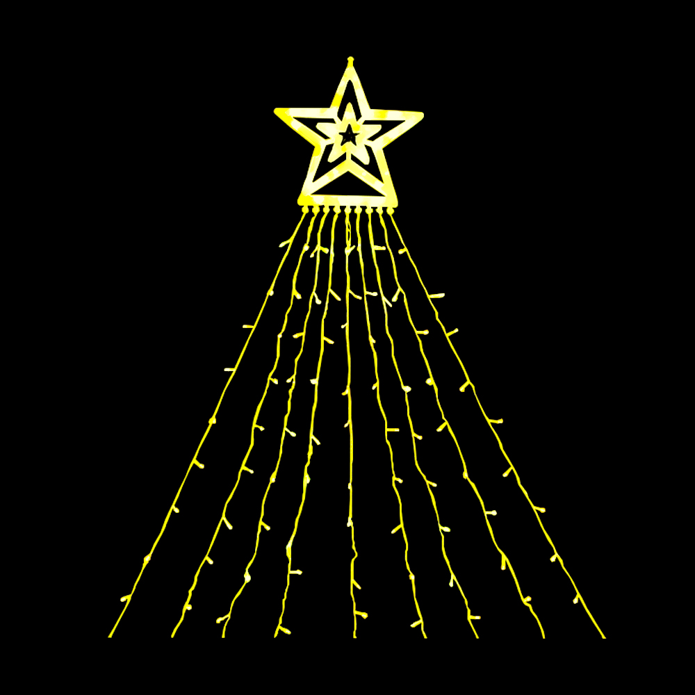 Foto 5 pulgar | Estrella Navideña con Cortina Luz Cálida de 300 Led 2.10 mts