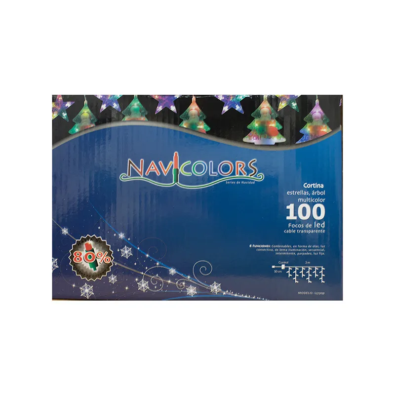 Foto 4 pulgar | Cortina de luces Led Multicolor con Figuras Navideñas 3 M