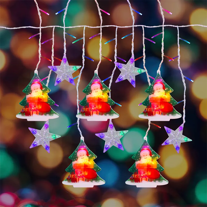 Foto 6 pulgar | Cortina de luces Led Multicolor con Figuras Navideñas 3 M