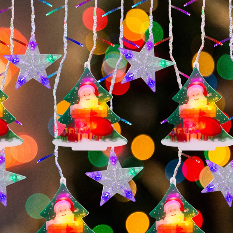Foto 7 pulgar | Cortina de luces Led Multicolor con Figuras Navideñas 3 M
