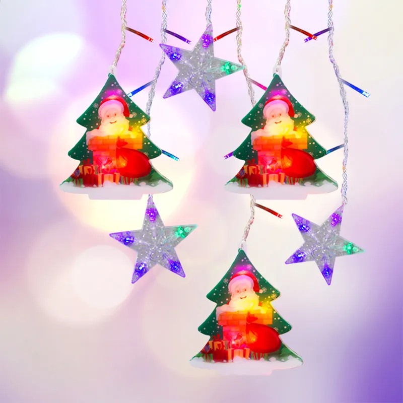 Foto 8 pulgar | Cortina de luces Led Multicolor con Figuras Navideñas 3 M
