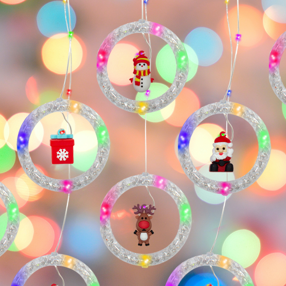 Foto 6 | Cortina Navideña Led Aros Multicolor con Figuritas Navideñas 3 M