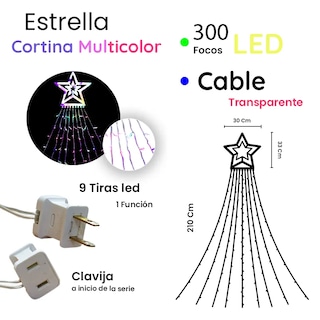 Foto 2 | Estrella Navideña con Cortina de Luz Multicolor Serie 300 Led 2.10 mts