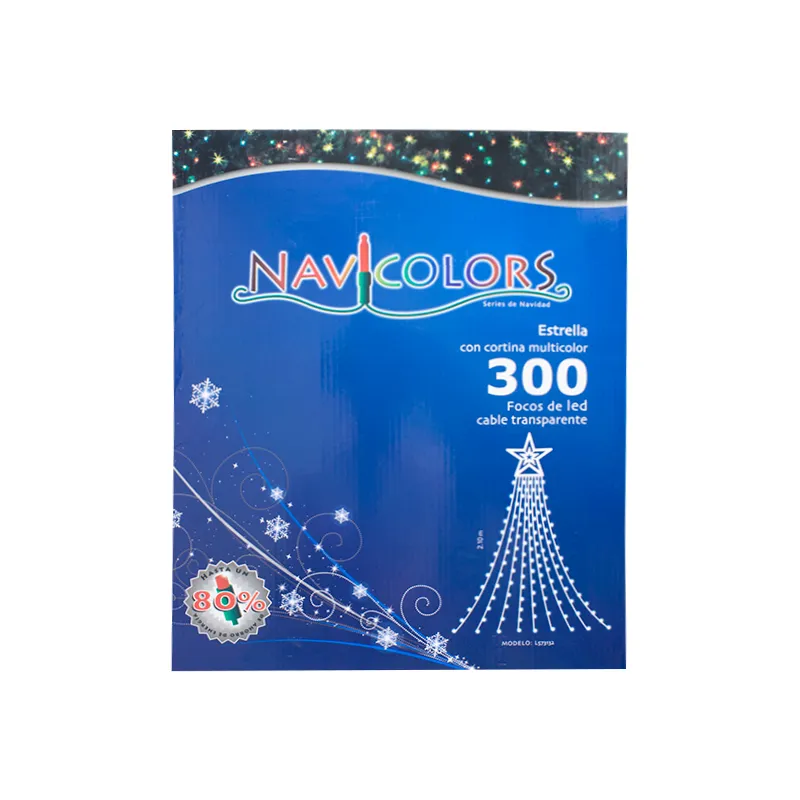 Foto 4 pulgar | Estrella Navideña con Cortina de Luz Multicolor Serie 300 Led 2.10 mts