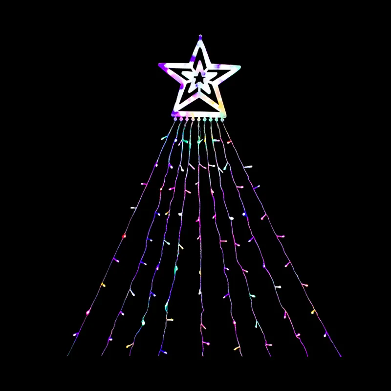 Foto 5 pulgar | Estrella Navideña con Cortina de Luz Multicolor Serie 300 Led 2.10 mts