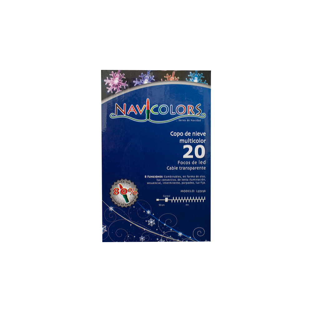 Foto 4 | Serie Navideña Copo de Nieve Navicolors 20 Focos Led Luz Multicolor 4 m