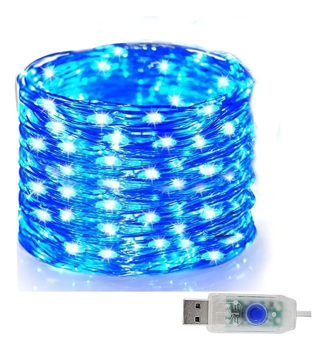 Foto 2 pulgar | Serie Navideña KIMHI USB 100 Focos LED Varios Colores Alambre 12M