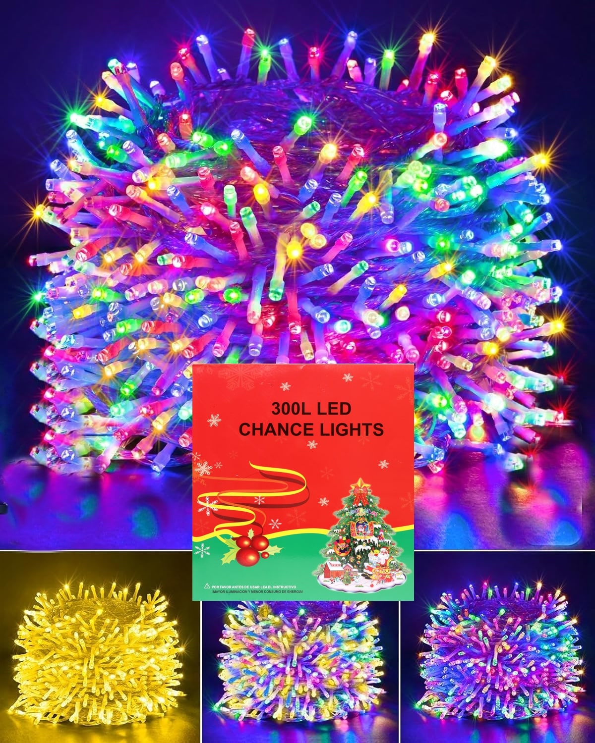 Serie Navideña 300 Luces Led Decorativa Multicolor 12 m $184