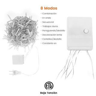 Foto 7 | Serie Navideña 300 Luces Led Decorativa Multicolor 12 m