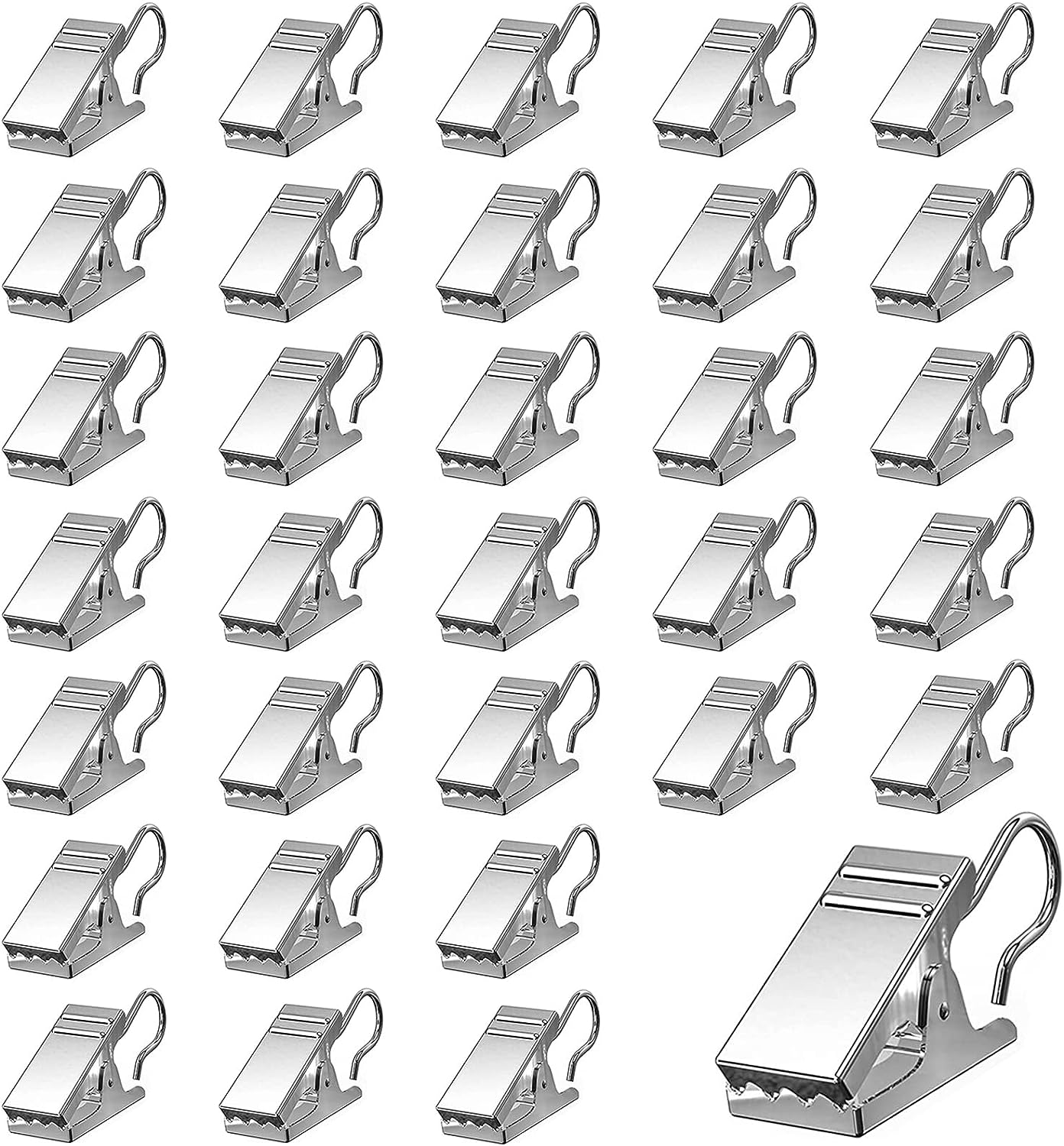 Foto 1 | Clips para cortinas de acero inoxidable Jieyou - Paquete de 32 piezas con ganchos en forma de S