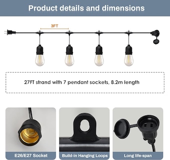 Foto 2 | Venta Internacional - Cadena de Luces Led para Exteriores Jieyou Conectables 8,2 m