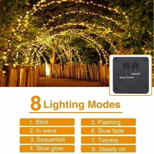 Foto 2 | Cadena De Luces Solares Led Navideñas 300 30 M Ip65 A Prueba De Agua - Venta Internacional.