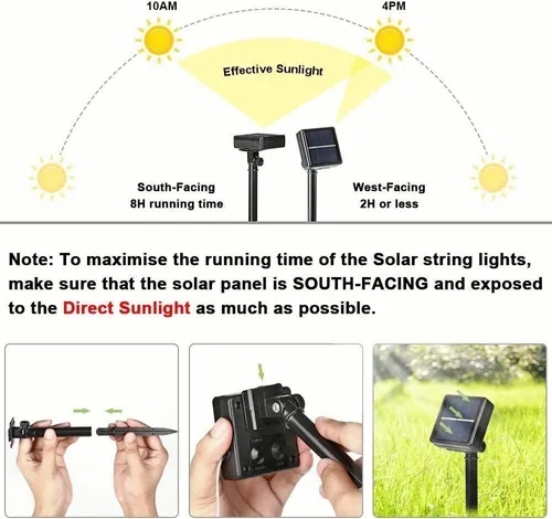 Foto 4 | Cadena De Luces Solares Led Navideñas 300 30 M Ip65 A Prueba De Agua - Venta Internacional.