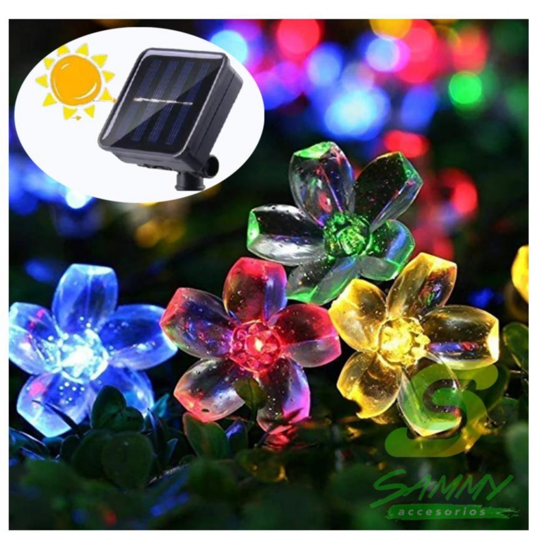 Foto 2 pulgar | Guirnalda De Luces Solares Led Con Flores Multicolores, 5 M, Resistente Al Agua - Venta Internacional.