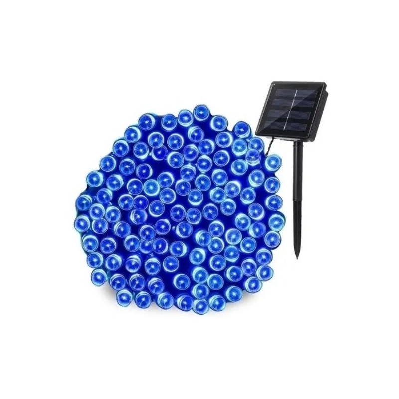 Guirnalda Navideña Con Luces Solares, 10 M, 100 Led, Color Azul - Venta Internacional.