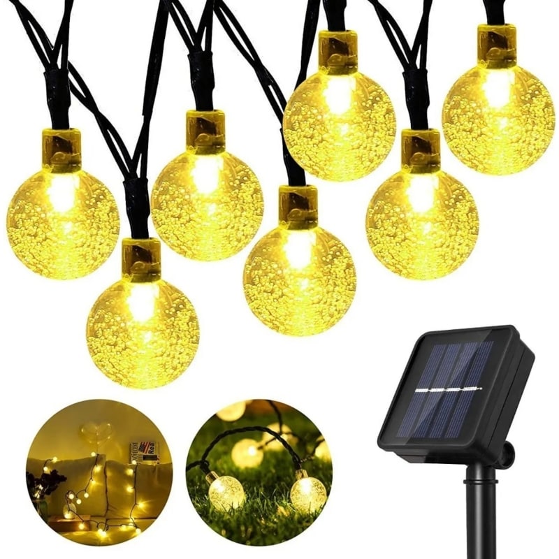 Guirnaldas Solares Con Esferas Led Blancas De 6 M De Largo, Impermeables - Venta Internacional. $1,067