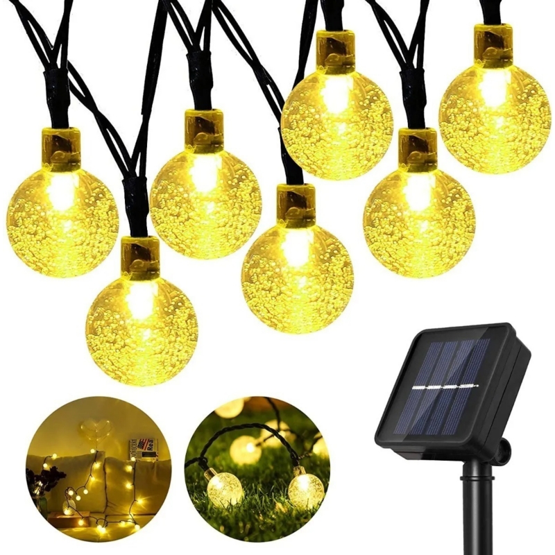 Foto 2 pulgar | Guirnaldas Solares Con Esferas Led Blancas De 6 M De Largo, Impermeables - Venta Internacional.