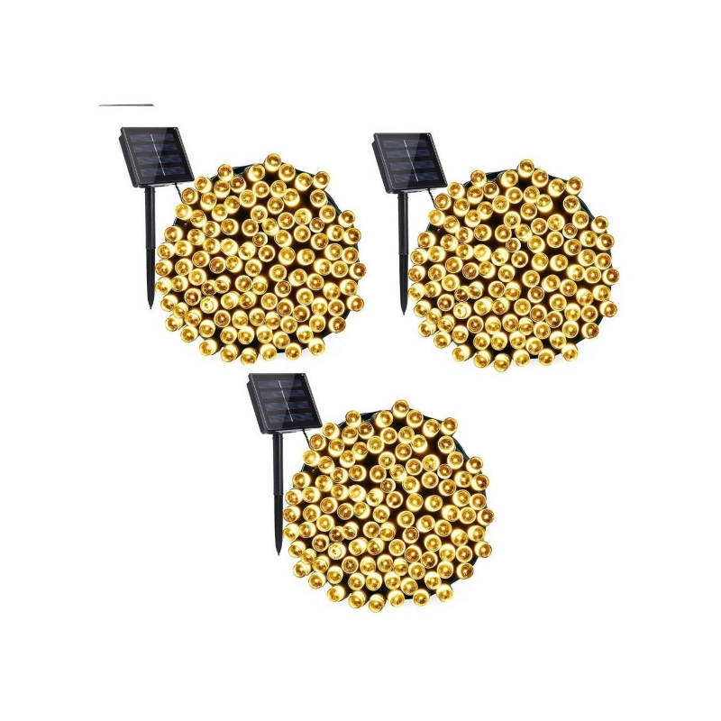 Foto 2 pulgar | Paquete De Guirnaldas Solares, 3 Unidades, 20 M, 200 Led, Blanco Cálido - Venta Internacional.