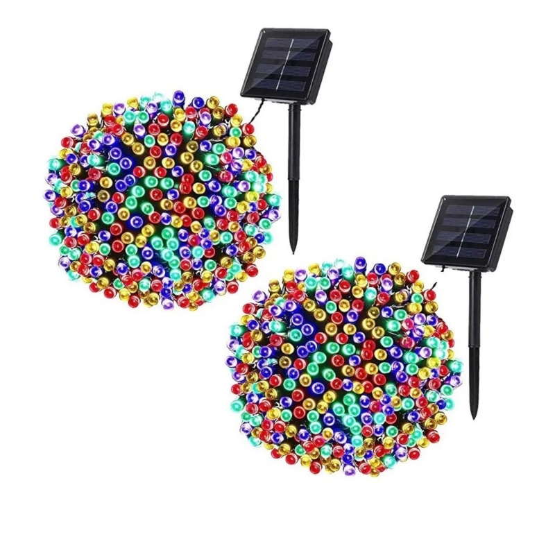 Foto 1 | Paquete De Luces Solares Navideñas Para Árbol, 2 Unidades, 10 M, 100 Led, Multicolor - Venta Internacional.