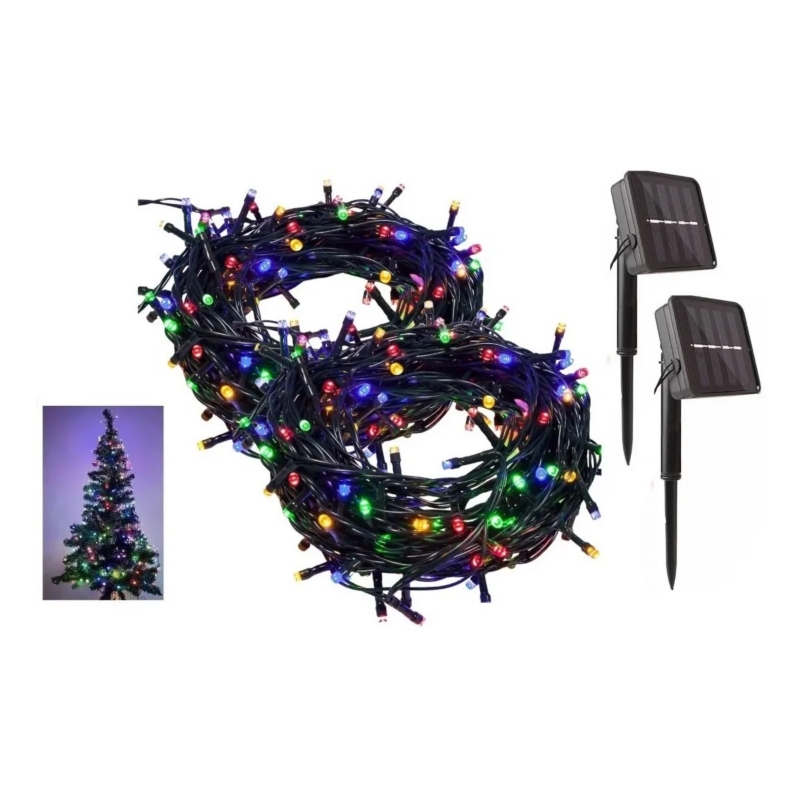 Foto 3 pulgar | Paquete De Luces Solares Navideñas Para Árbol, 2 Unidades, 10 M, 100 Led, Multicolor - Venta Internacional.