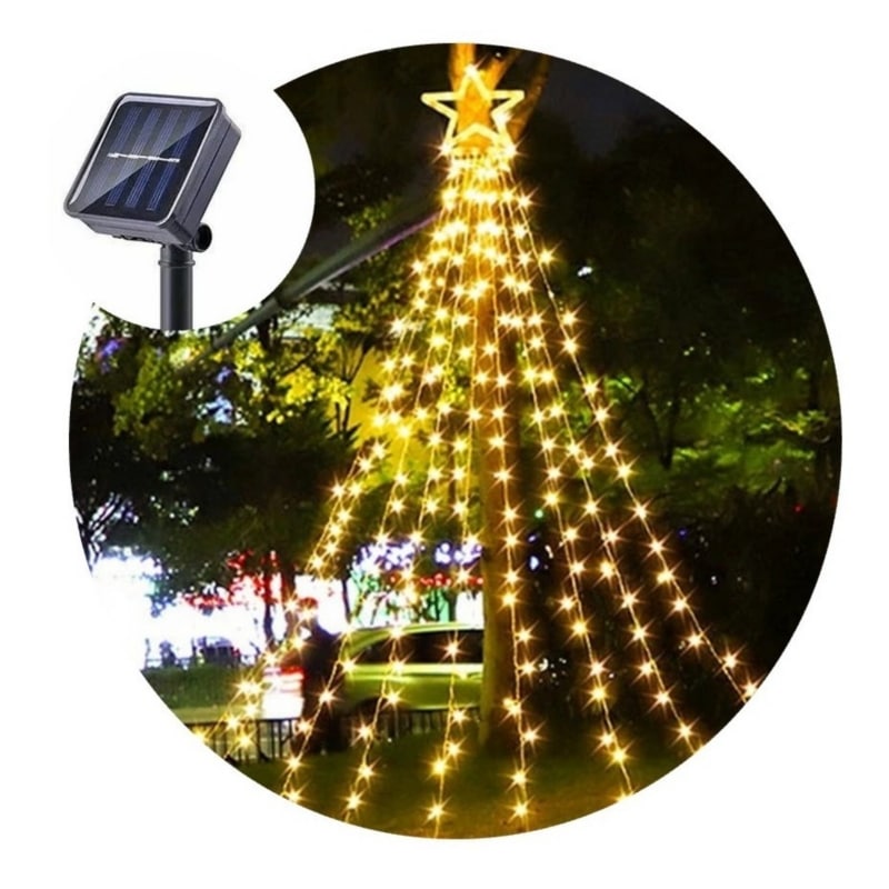 Luces Solares Waterfall Star Christmas De 3 M Con Led Cálido - Venta Internacional. $839