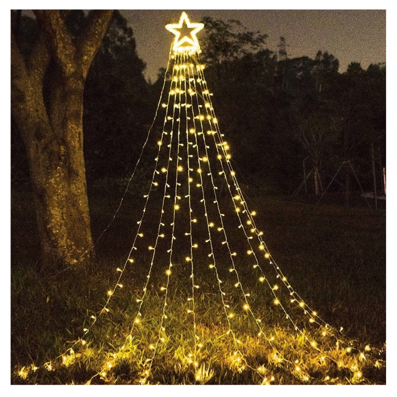 Foto 2 | Luces Solares Waterfall Star Christmas De 3 M Con Led Cálido - Venta Internacional.