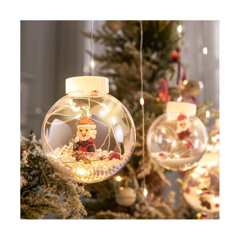 Cortina Led Con Luces Navideñas, 3 M, 10 Bolas, Transparente - Venta Internacional.