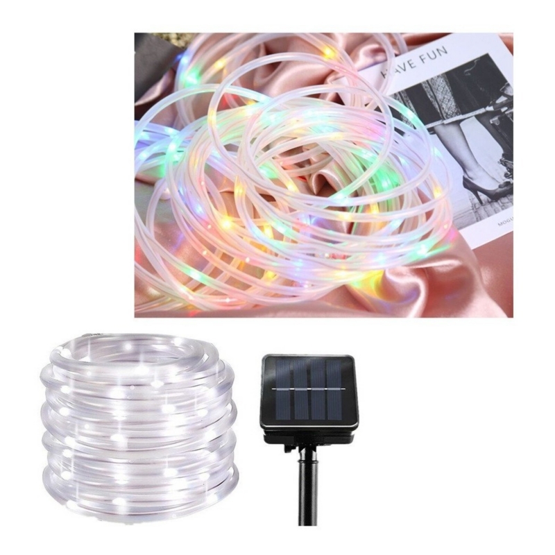 Foto 4 pulgar | Guirnalda Solar En Forma De Tubo En Forma De Cadena, 10 M, 100 Luces Led Multicolores - Venta Internacional.