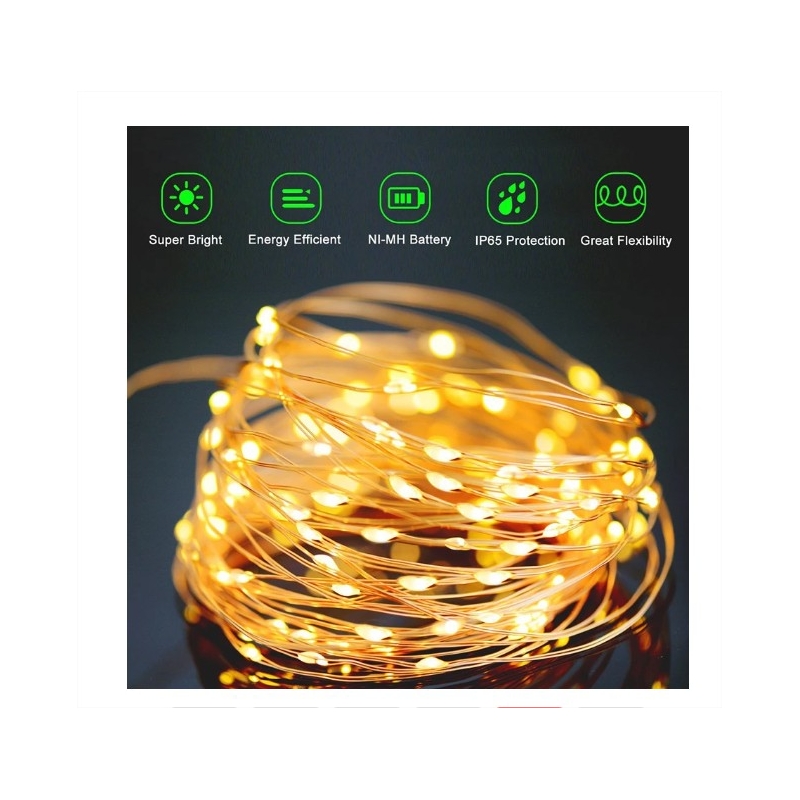 Foto 7 pulgar | Luces Navideñas Solares Fairy Wire 500 Led De 50 M, Color Blanco Intenso - Venta Internacional.