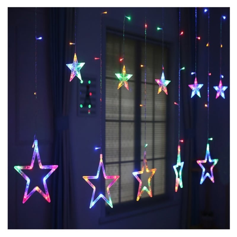 Cortina Led Solar Con Luces Navideñas, 120 Luces Multicolores - Venta Internacional. $890