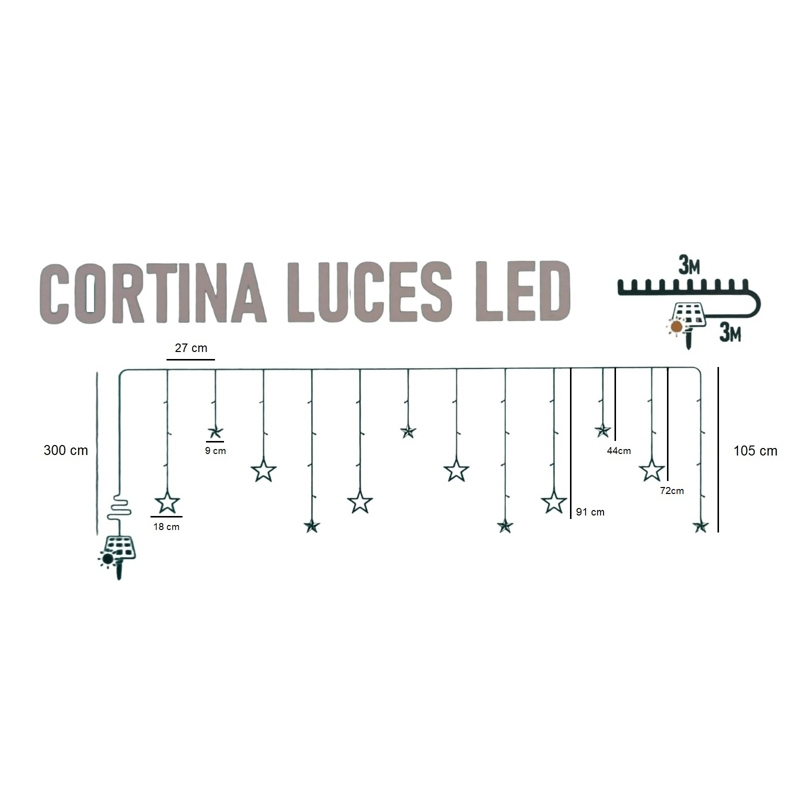 Foto 5 pulgar | Cortina Led Solar Con Luces Navideñas, 120 Luces Multicolores - Venta Internacional.