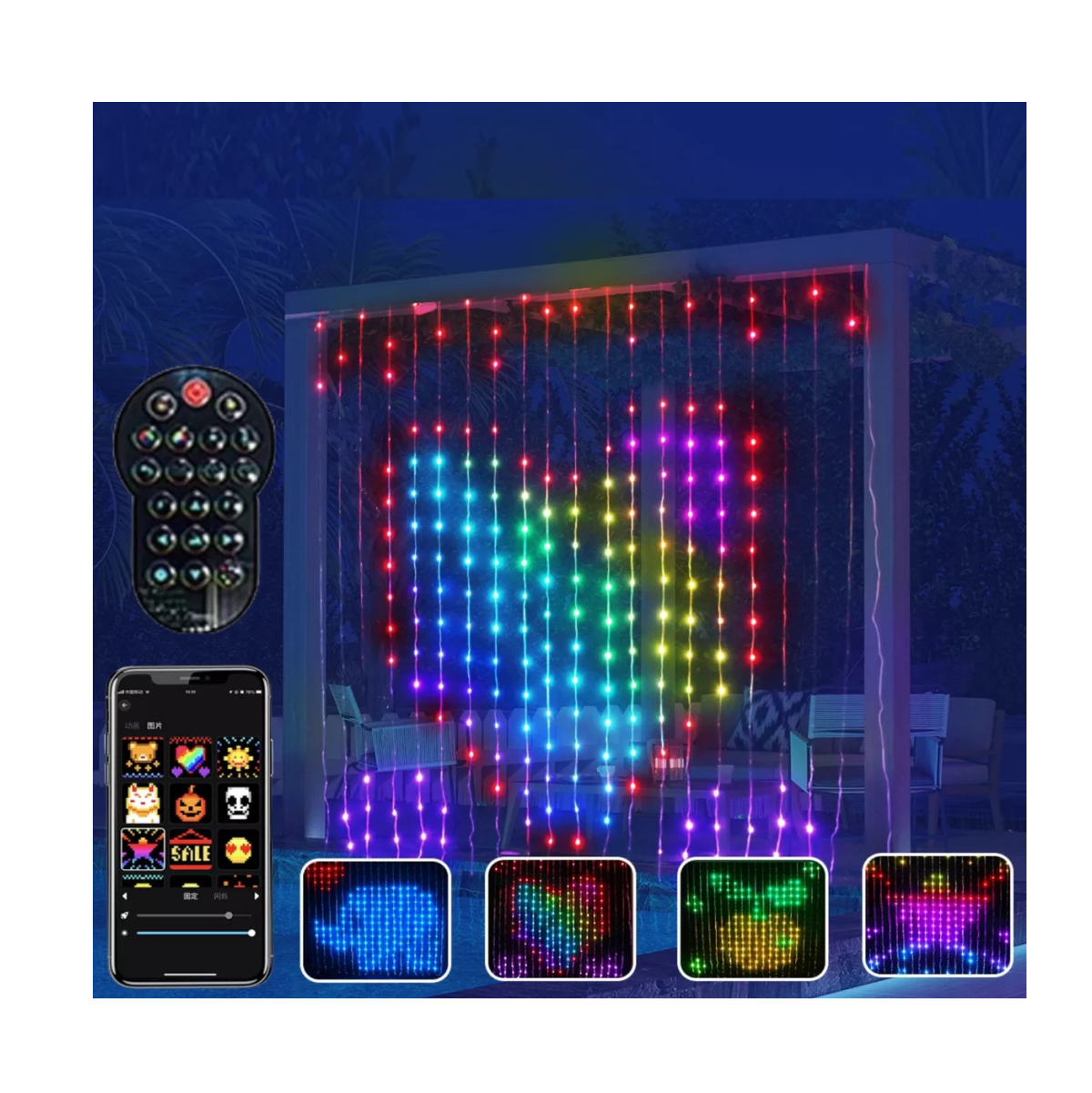 Foto 5 pulgar | Cortina Luces LED RGB Music Programmable Diy400 Luz Blanco